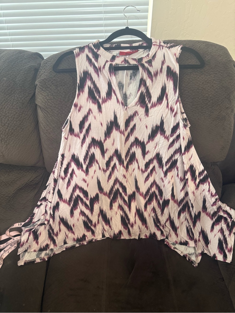 Jennifer Lopez Pink, Black and White Ikat Swing Tank
